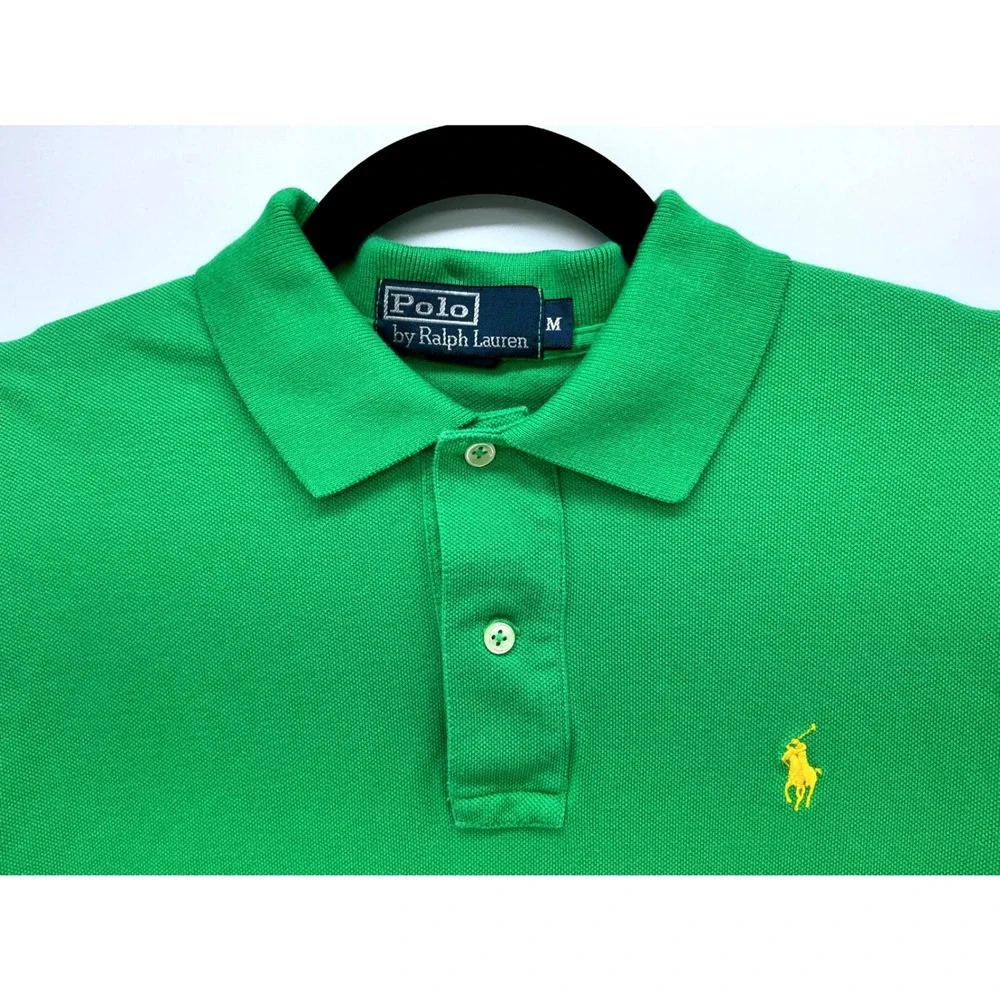 Polo Ralph Lauren Kelly Green Polo Yellow Pony Sz‎ M Classic Preppy Ivy League